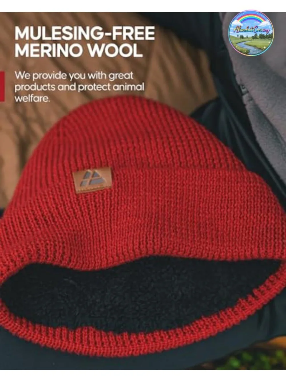 Merino Wool Beanie Fleece Lined Thermal Winter Hat One Size